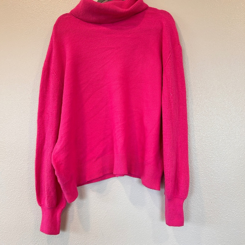 Caslon Hot Pink Cable Knit Turtleneck Oversized Sweater Women's XL - Picture 2 of 8